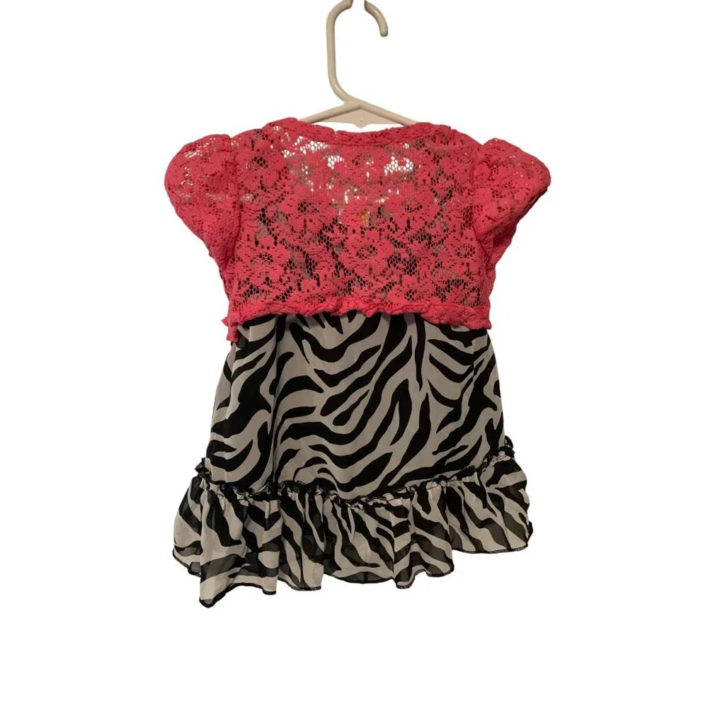 Vintage Healthtex Girls Infant Baby Size 18 Months Black White Zebra Print Shirt - Picture 3 of 3